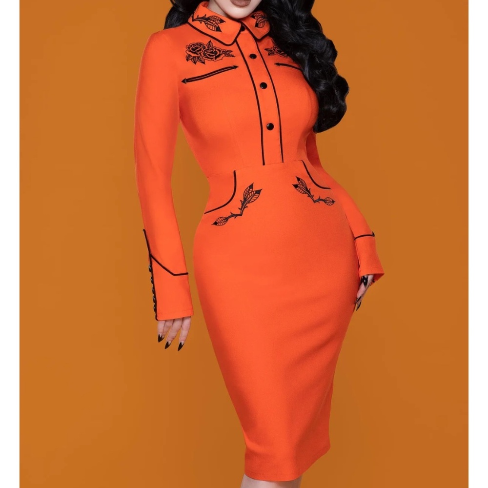 XS June Dress - Orange/Black Designer: KATAKOMB